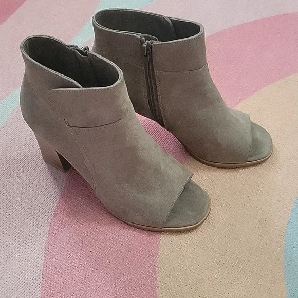 Taupe Peeptoe Booties - Picture 2 of 3